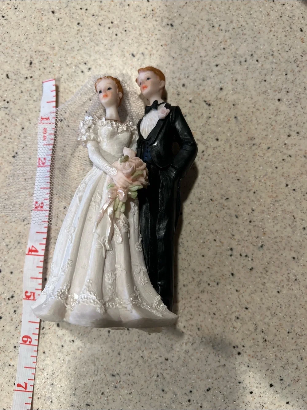 Classic Bride and Groom Wedding Cake Topper - White & Black